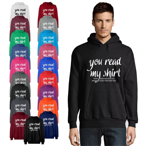 OXI Hoodie Sweatshirt - You Read My Shirt, Basic Casual Hoodie for Men's and Women Fleece Hoodie Long Sleeve - Purple Large