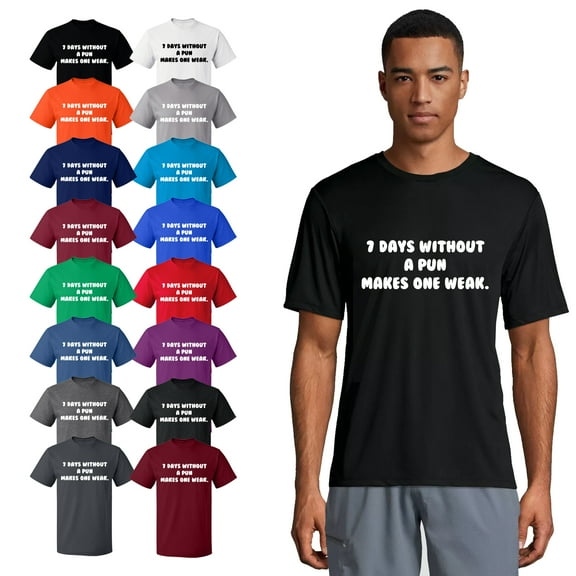 OXI T-Shirt - 7 Days Without a Pun Makes One, Basic Casual T-Shirt for Men's and Women Fleece T-Shirt Short Sleeve - Sport Grey Small