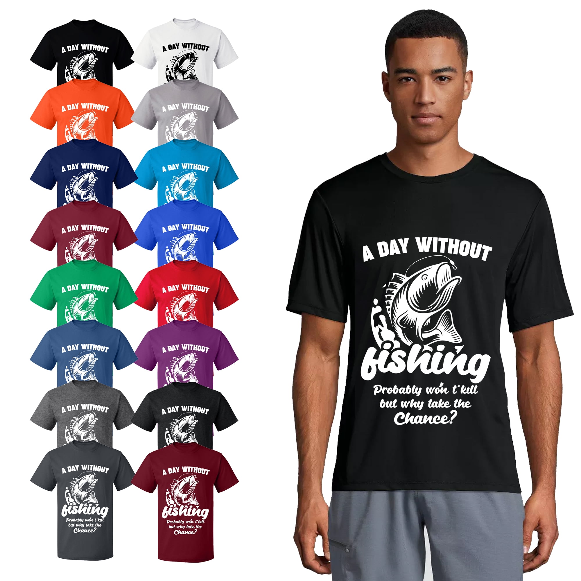 OXI T-Shirt - A Day Without Fishing Basic Casual T-Shirt for Men's