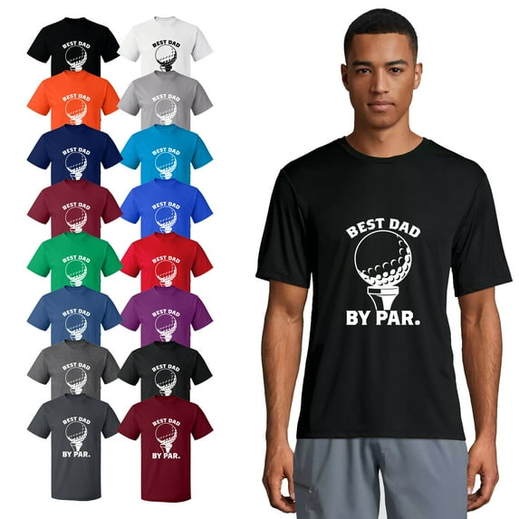 OXI T-Shirt - Best Dad By Par, Basic Casual T-Shirt for Men's and Women Fleece T-Shirt Short Sleeve - Black Small