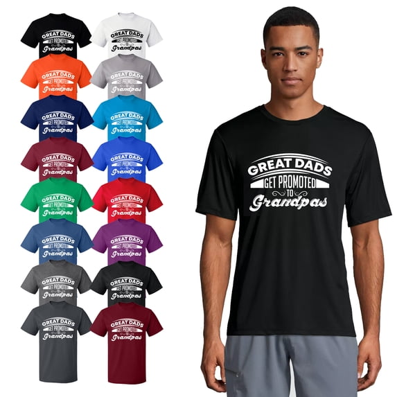 OXI T-Shirt - Dads Get Promoted To Grandpas, Basic Casual T-Shirt for Men's and Women Fleece T-Shirt Short Sleeve - White Large