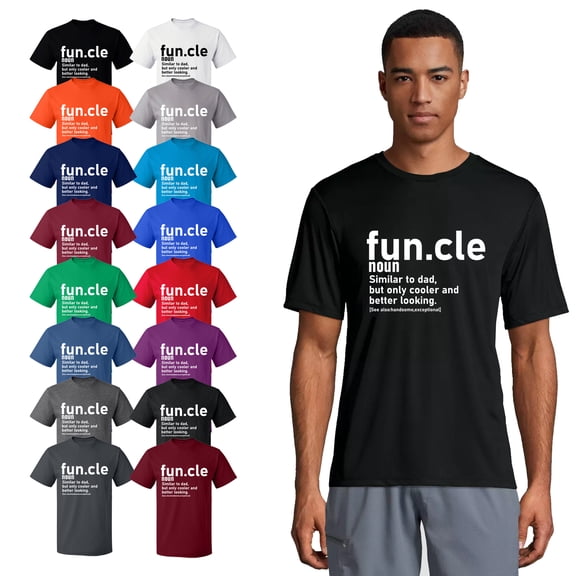 OXI T-Shirt - Funcle Noun, Basic Casual T-Shirt for Men's and Women Fleece T-Shirt Short Sleeve - Red Large