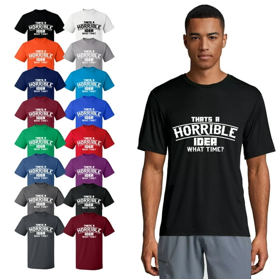OXI T-Shirt - Horrible Idea Time, Basic Casual T-Shirt for Men's and Women Fleece T-Shirt Short Sleeve - Black Small