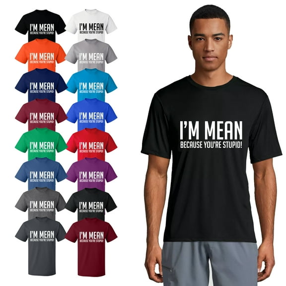 OXI T-Shirt - I Am Mean Because You Are Stupid, Basic Casual T-Shirt for Men's and Women Fleece T-Shirt Short Sleeve - Black Small