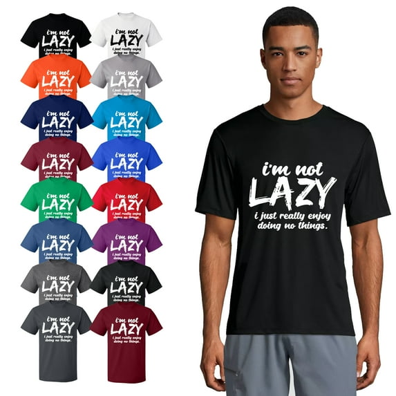 OXI T-Shirt - I Am Not Lazy, Basic Casual T-Shirt for Men's and Women Fleece T-Shirt Short Sleeve - Sport Grey 3X-Large