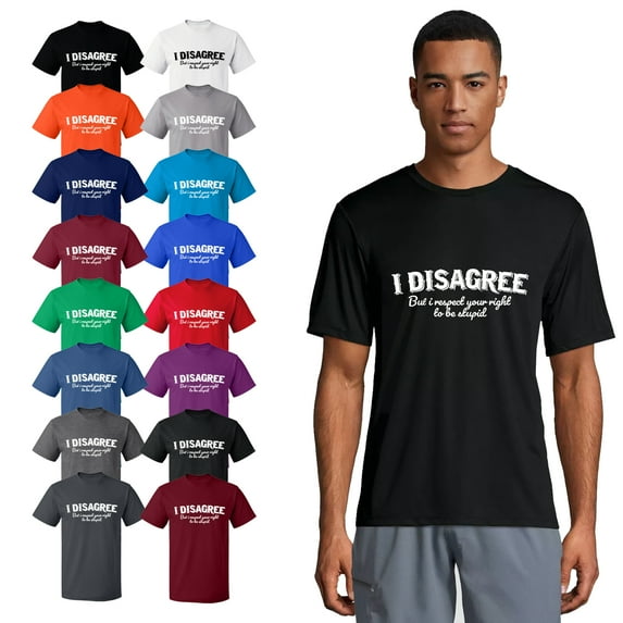 OXI T-Shirt - I Disagree, Basic Casual T-Shirt for Men's and Women Fleece T-Shirt Short Sleeve - Graphite Heather Small