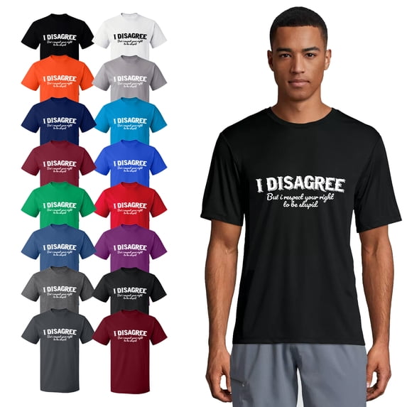 OXI T-Shirt - I Disagree, Basic Casual T-Shirt for Men's and Women Fleece T-Shirt Short Sleeve - White Small