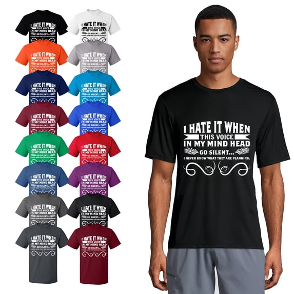 OXI T-Shirt - I Hate This Voice In My Head, Basic Casual T-Shirt for Men's and Women Fleece T-Shirt Short Sleeve - Indigo Blue 2X-Large
