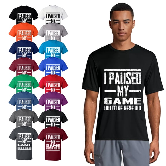 OXI T-Shirt - I Paused My Game, Basic Casual T-Shirt for Men's and Women Fleece T-Shirt Short Sleeve - Dark Heather Large