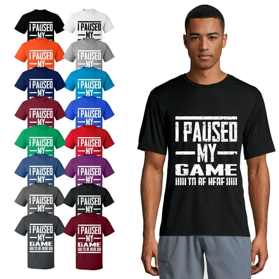 OXI T-Shirt - I Paused My Game, Basic Casual T-Shirt for Men's and Women Fleece T-Shirt Short Sleeve - Sport Grey Large