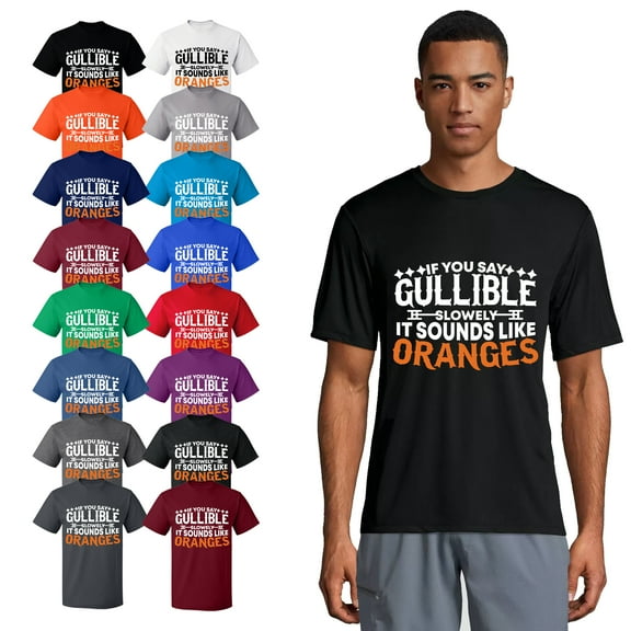 OXI T-Shirt - If You Say Gullible Slowly, Basic Casual T-Shirt for Men's and Women Fleece T-Shirt Short Sleeve - Black Small