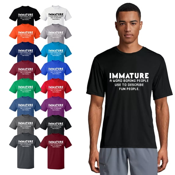 OXI T-Shirt - Immature a Word Boring People Basic Casual T-Shirt for Men's and Women Fleece T-Shirt Short Sleeve - Royal Blue 2X-Large