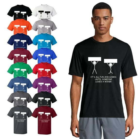 OXI T-Shirt - It's All Fun And Games, Basic Casual T-Shirt for Men's and Women Fleece T-Shirt Short Sleeve - Sport Grey Large