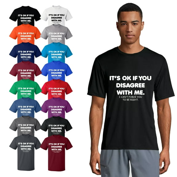 OXI T-Shirt - Its Ok If You Disagree With Me, Basic Casual T-Shirt for Men's and Women Fleece T-Shirt Short Sleeve - Black Small