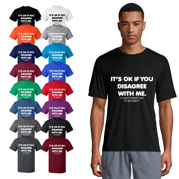 OXI T-Shirt - Its Ok If You Disagree With Me, Basic Casual T-Shirt for Men's and Women Fleece T-Shirt Short Sleeve - Red 3X-Large