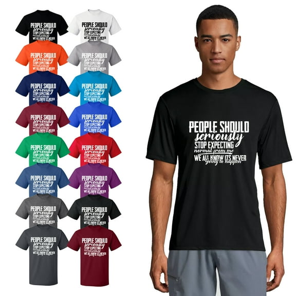 OXI T-Shirt - People Should Seriously Expecting, Basic Casual T-Shirt for Men's and Women Fleece T-Shirt Short Sleeve - Black Small