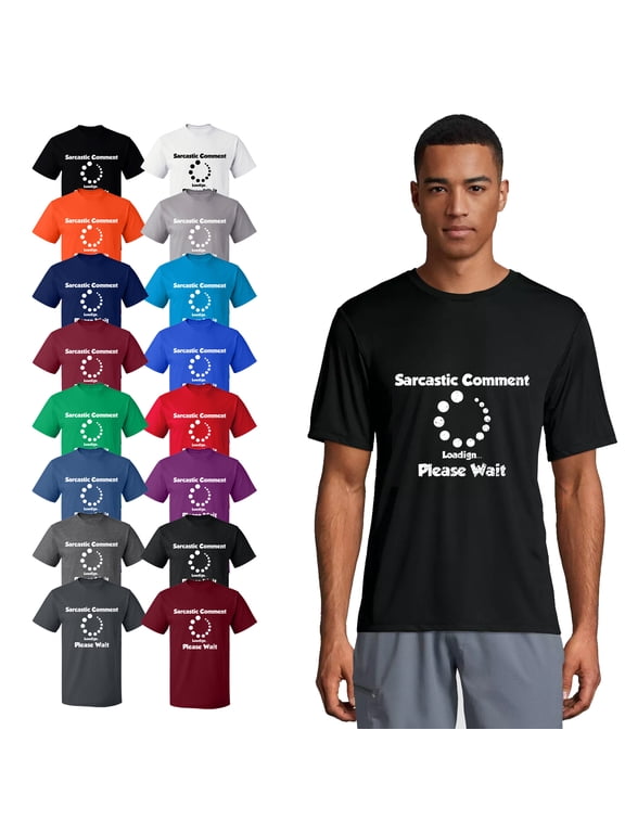 T-Shirt - Sarcastic Comment Please Wait, Basic Casual T-Shirt for Men's and Women Fleece T-Shirt Short Sleeve - Dark Heather Medium
