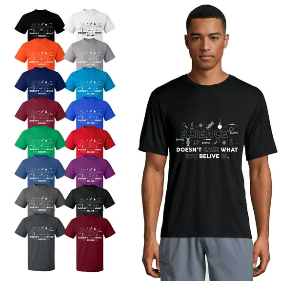 OXI T-Shirt - Science Doesn’t Care, Basic Casual T-Shirt for Men's and Women Fleece T-Shirt Short Sleeve - Black Small