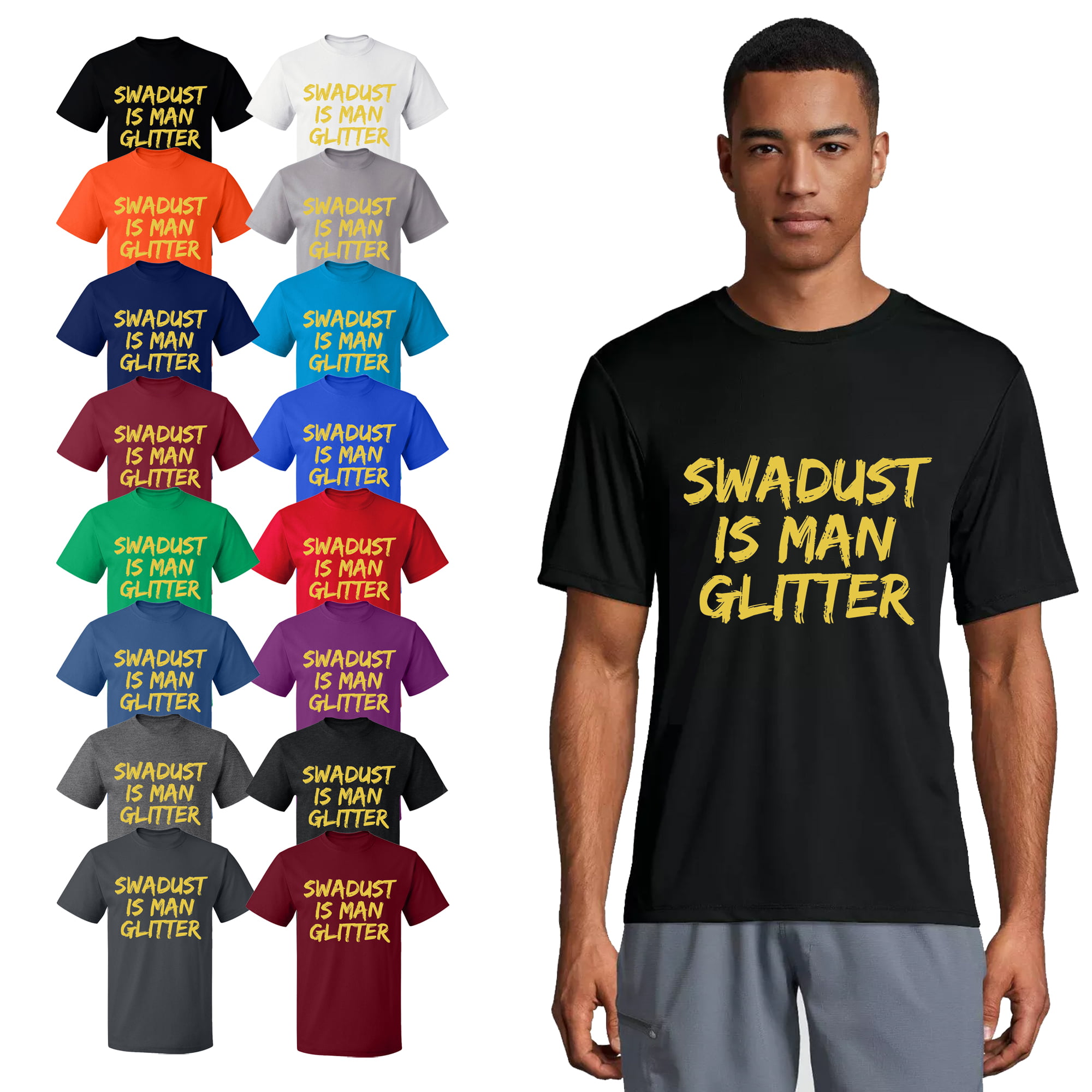 OXI T-Shirt - Swadust is Man Glitter, Basic Casual T-Shirt for Men\'s and  Women Fleece T-Shirt Short Sleeve - Navy Blue 3X-Large