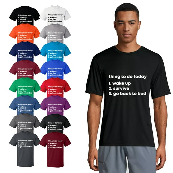 OXI T-Shirt - Thing To Do Today Wake Up, Basic Casual T-Shirt for Men's and Women Fleece T-Shirt Short Sleeve - Sport Grey X-Large
