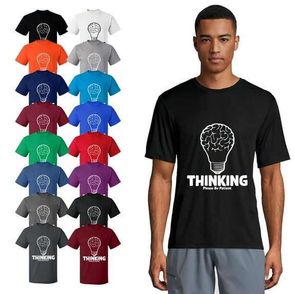 OXI T-Shirt - Thinking Please Be Patient, Basic Casual T-Shirt for Men's and Women Fleece T-Shirt Short Sleeve - White Small