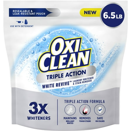 OxiClean Triple Action White Revive Laundry Whitener and Stain Remover Powder, 6.5
lbs