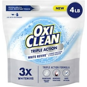 OxiClean Triple Action White Revive Laundry Whitener and Stain Remover Powder, 4 lbs