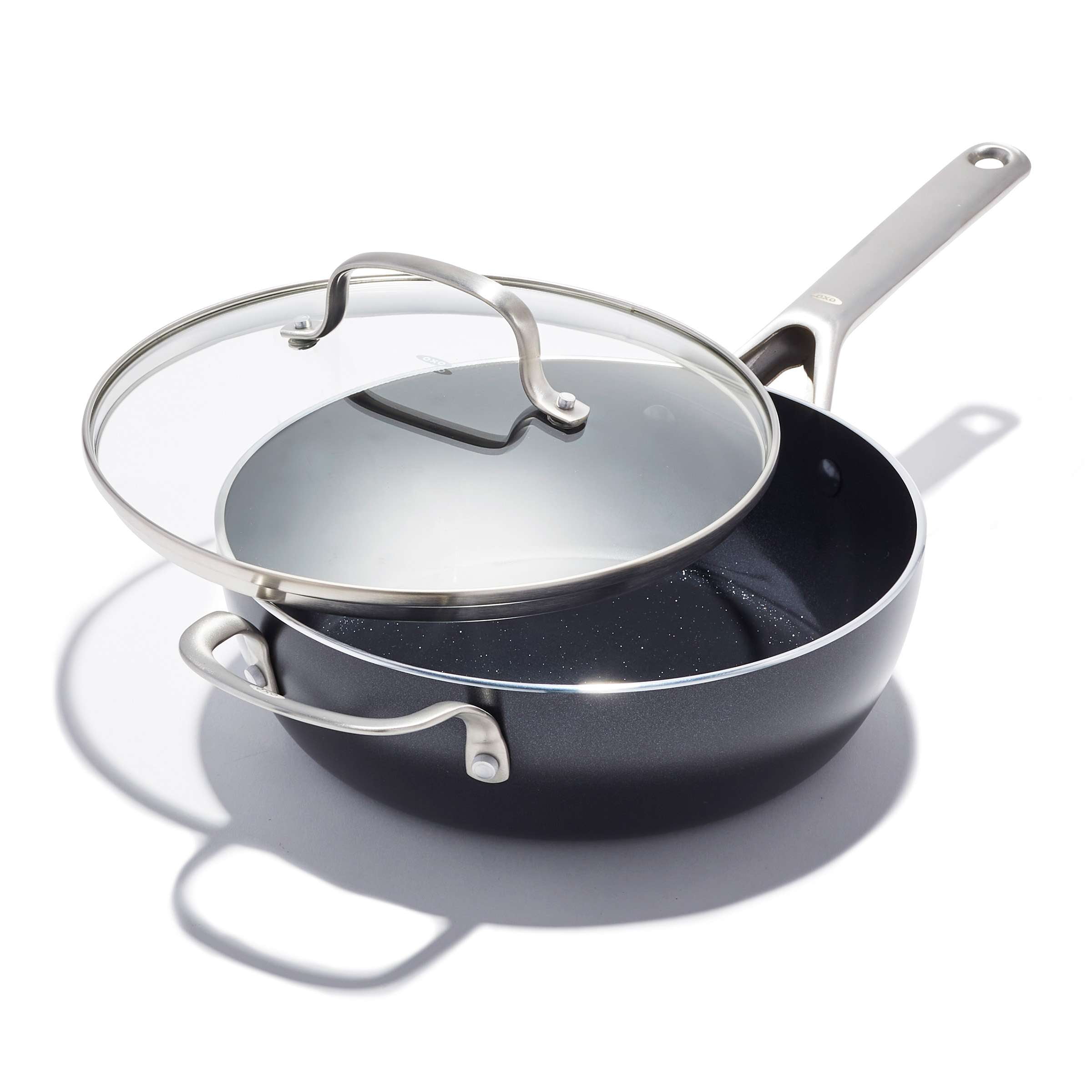 Black and Silver 3qt Aluminum Nonstick Chef's Pan with Lid