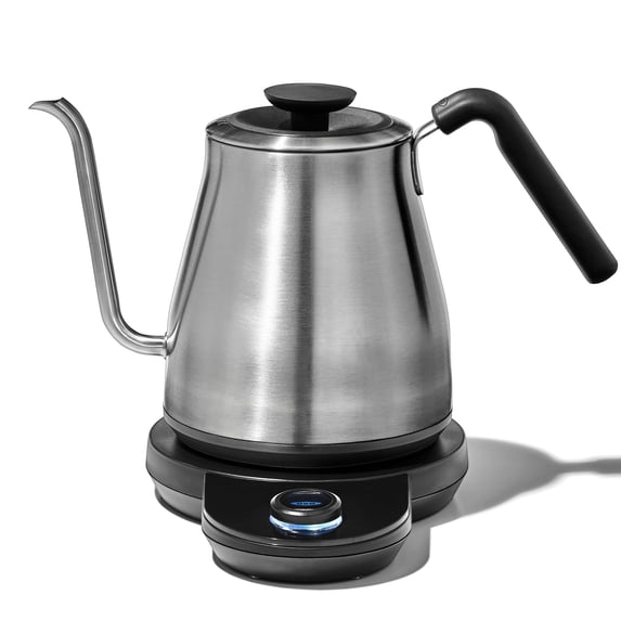 OXO Brew 1‑Liter Adjustable Temperature Electric Gooseneck Pour-Over Kettle, Stainless Steel