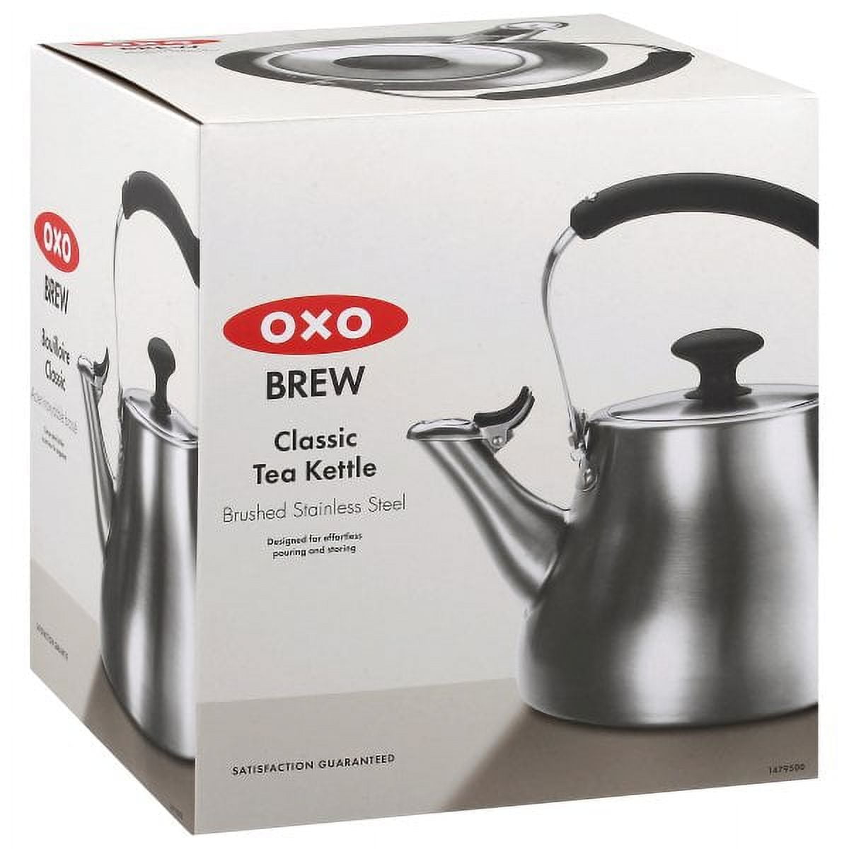 OXO Brew Classic Traditional Brushed Stainless Steel Tea Kettle Pot, Silver  