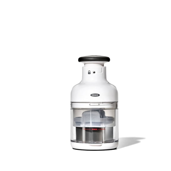 OXO Food Chopper White: Manual Vegetable & Onion Chopper Dicer, Stainless Steel Blade, Dishwasher-Safe, Includes Storage Container