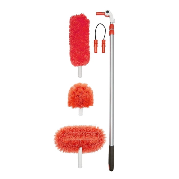 OXO Good Grips 3-In-1 Extendable Long Reach Microfiber Dusting System, Orange
