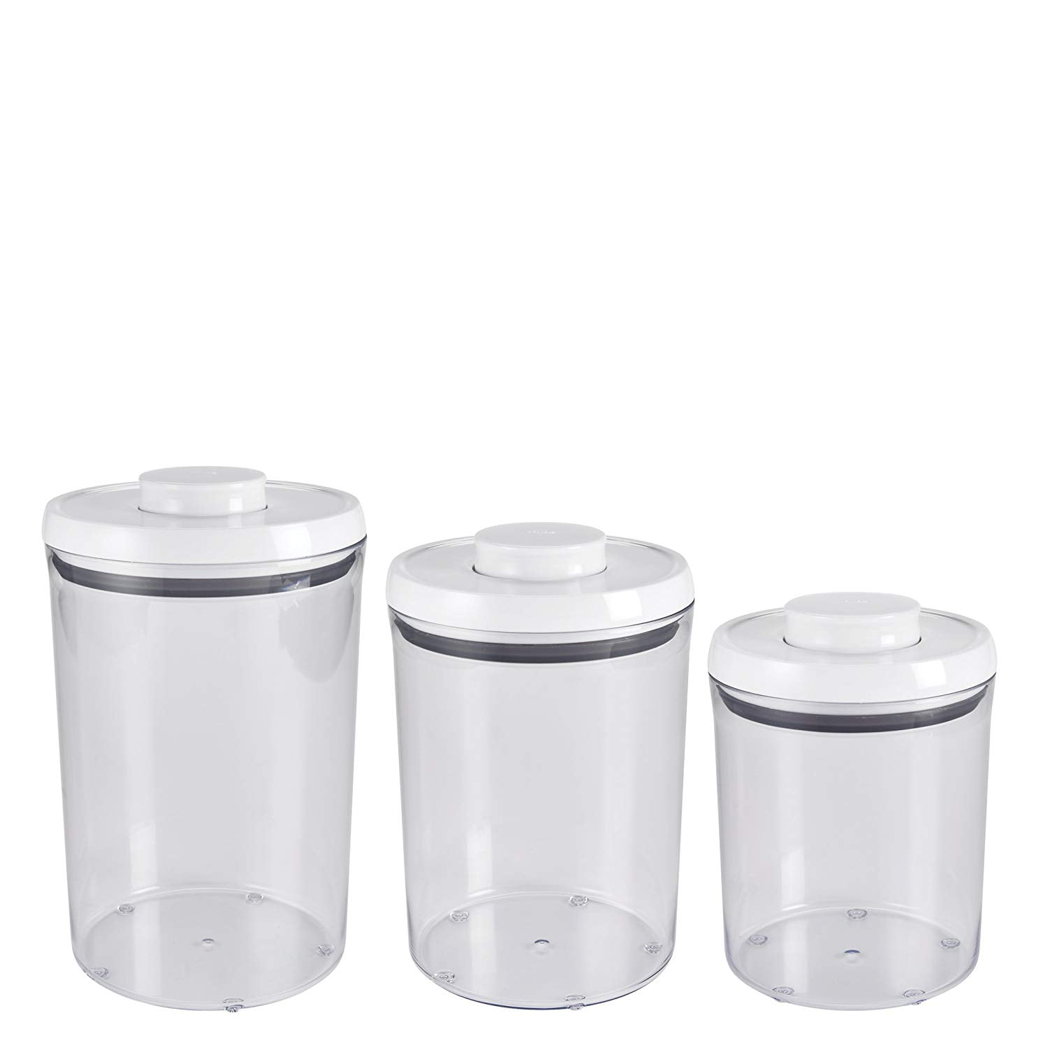 OXO Good Grips 6 Piece Large Canister Set with Scoops, 4.4 qt each, White &  Good Grips 3-PC Small Square Short POP Container Set