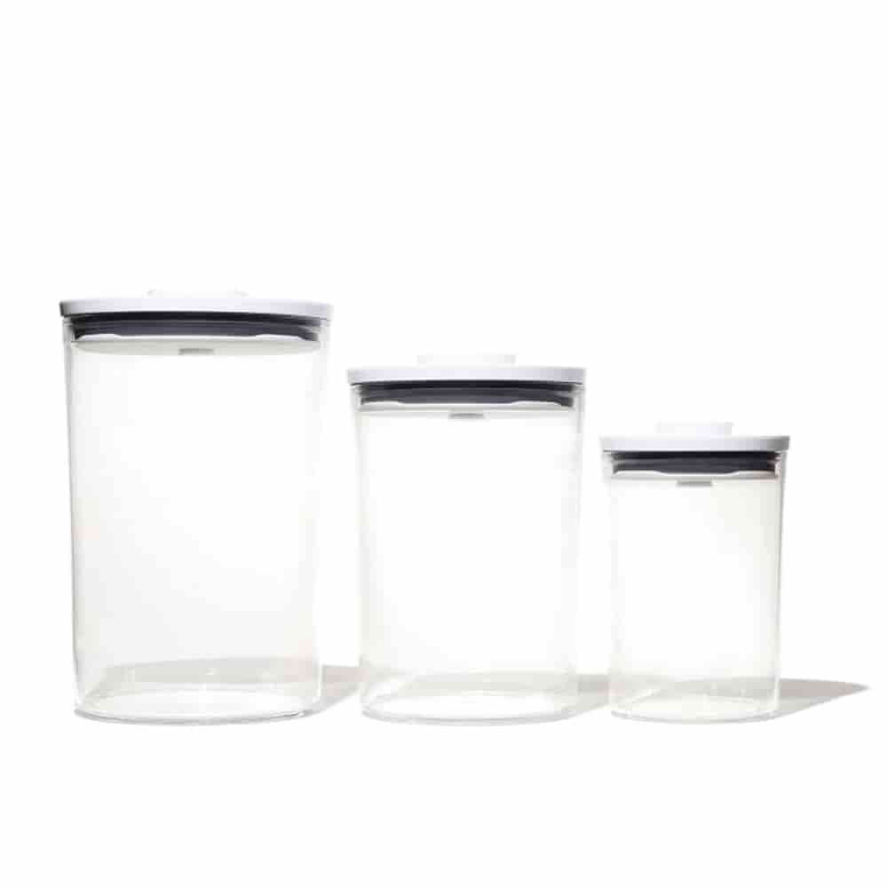 OXO Good Grip Round 3 Piece Pop Containers White/Clear 1.5/3.3/5.2 quart