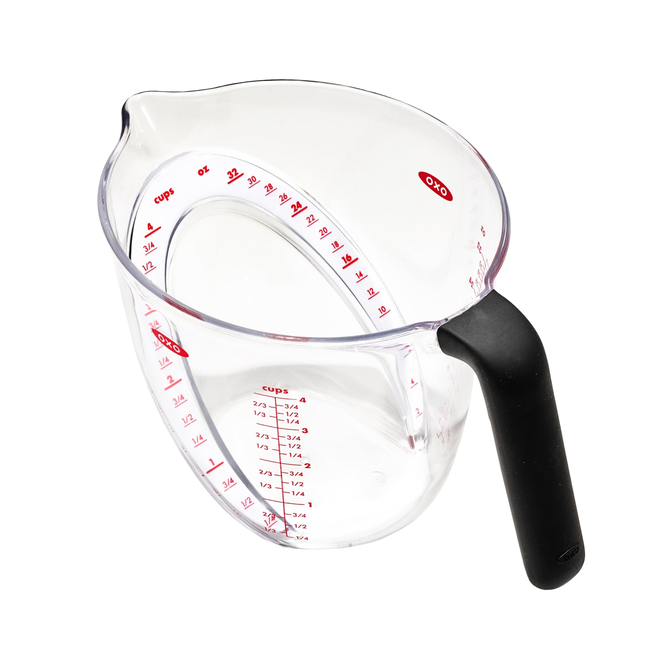 Clear 4-Cup Angled Plastic Measuring Cup with Black Handle