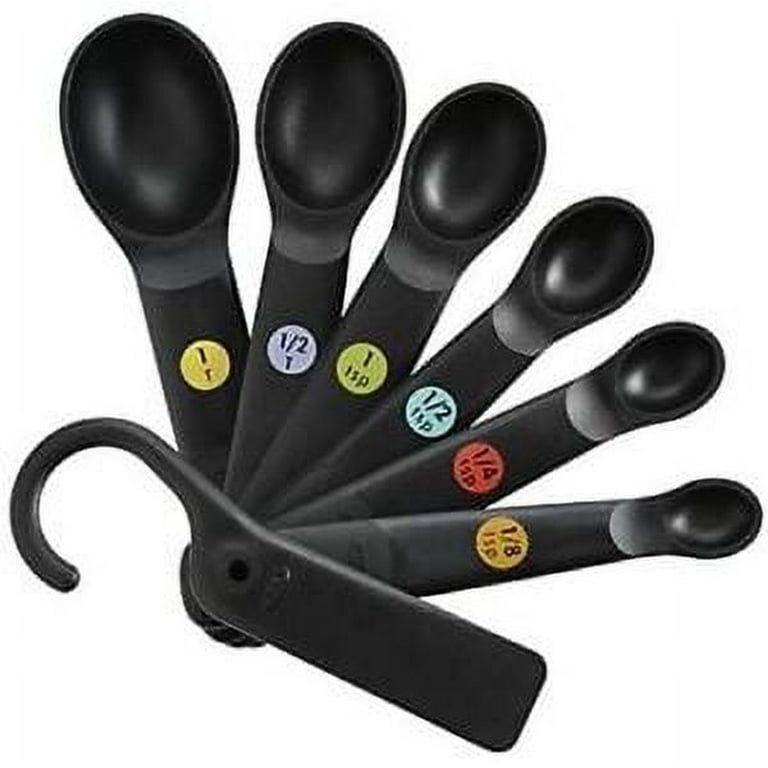 OXO Good Grips 7 Piece Black Measuring Spoons Set With Scraper - Dishwasher  Safe