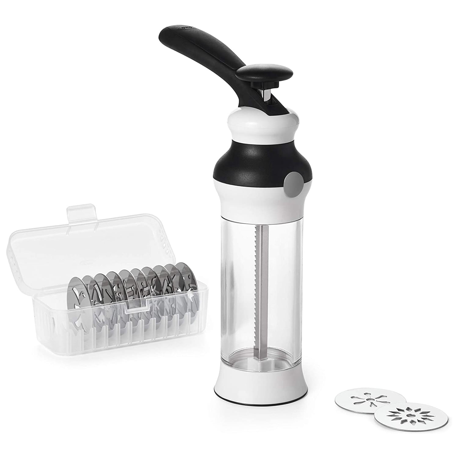 OXO Good Grips Cookie Press with 12 Stainless Steel Disks & Storage Case,  White