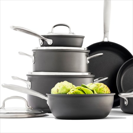 OXO Good Grips Pro Hard Anodized PFOA-Free Nonstick 12 Piece Cookware Pots and Pans Set, Dishwasher Safe, Black
