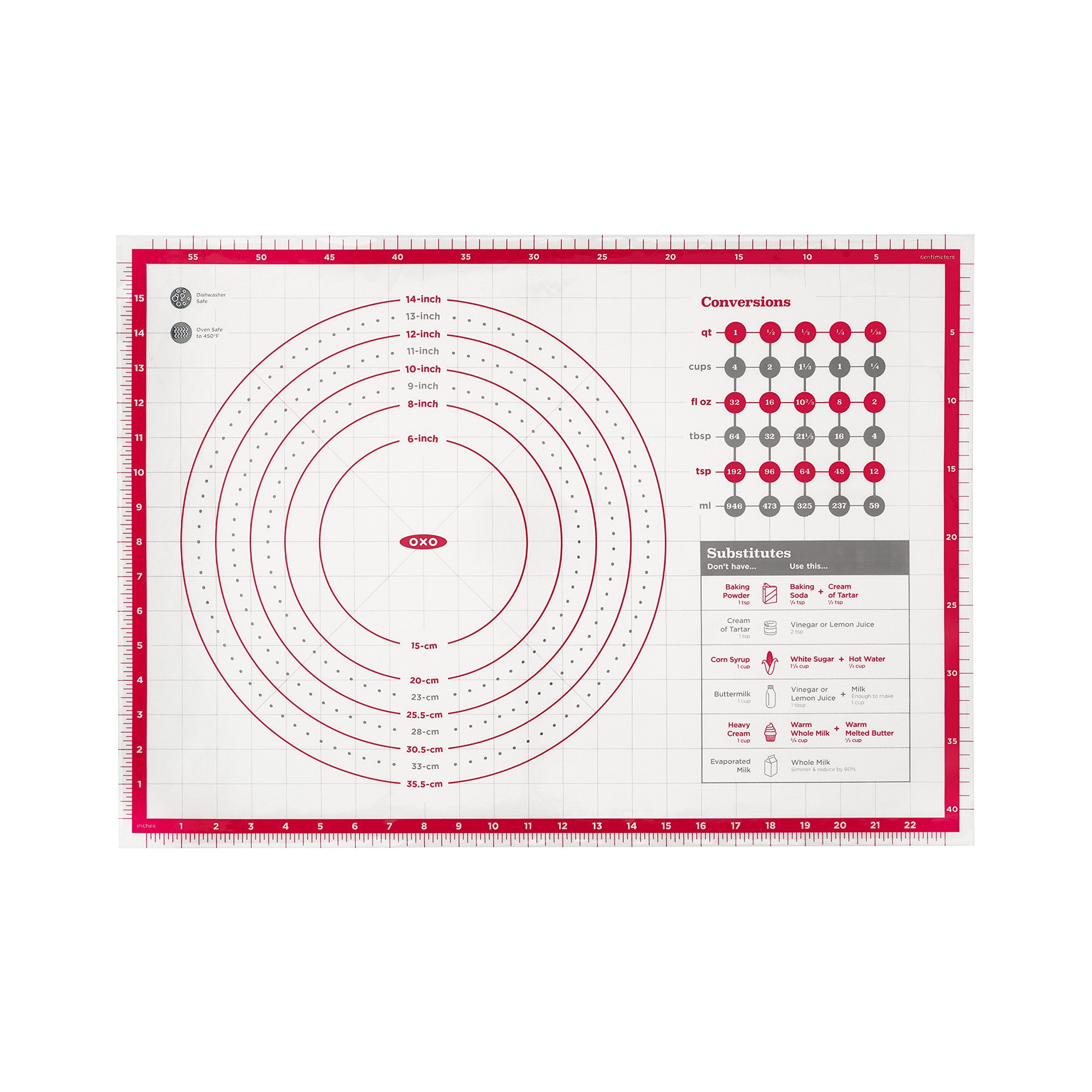 OXO Non-Slip Silicone Pastry Mat with Measurement Guides