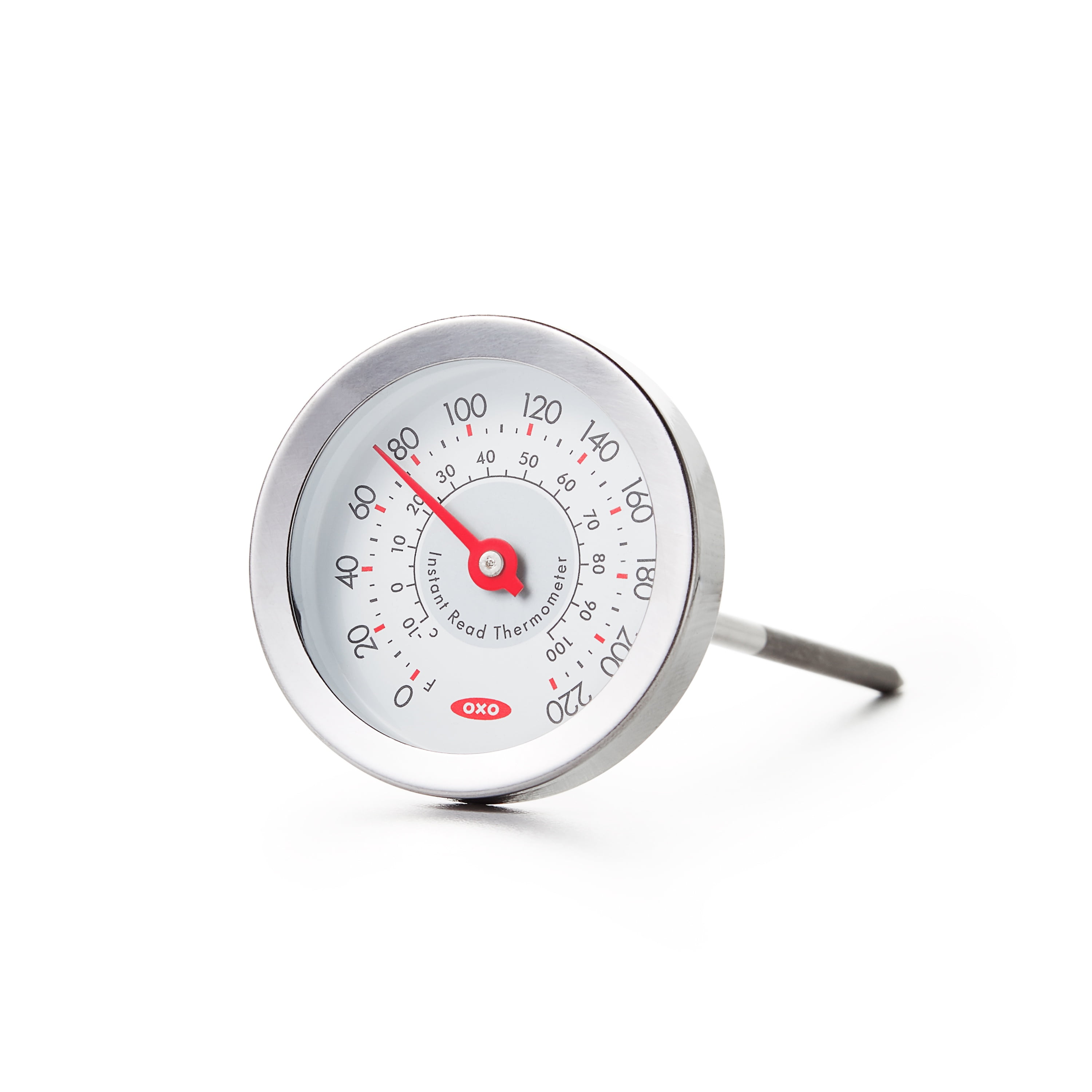 OXO SoftWorks Analog Instant Read Meat Thermometer, Stainless Steel with Easy-to-Read Dial and USDA Temperature Guide