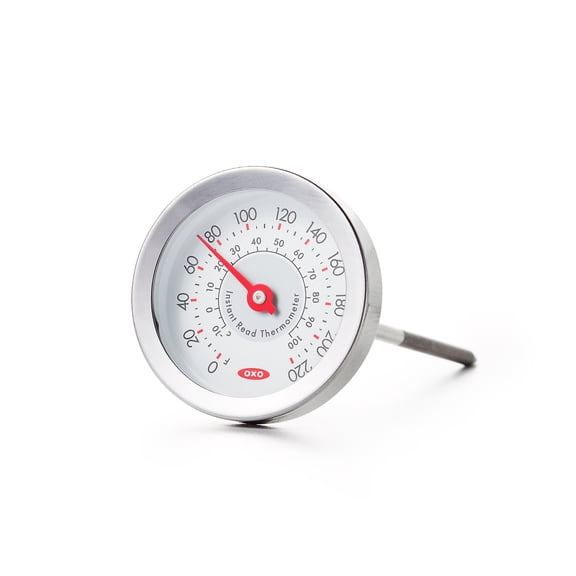 OXO SoftWorks Analog Instant Read Meat Thermometer, Stainless Steel with Easy-to-Read Dial and USDA Temperature Guide