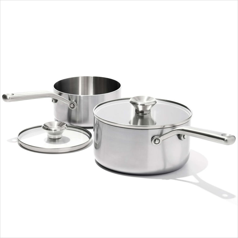 OXO Mira 1.5Qt & 3Qt 3-ply stainless steel Saucepan Set with