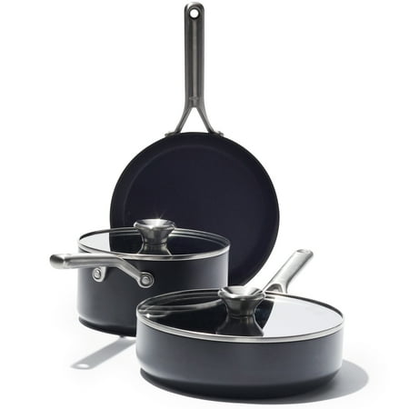 OXO Professional Hard Anodized Nonstick, 5 Piece Cookware Pots and Pans Set, Induction, Diamond reinforced Coating, Dishwasher Safe, Oven Safe, Black
