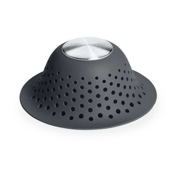 OXO Silicone Shower & Tub Drain Protector, Gray, Hair Catcher Helps Prevent Drain Clogs