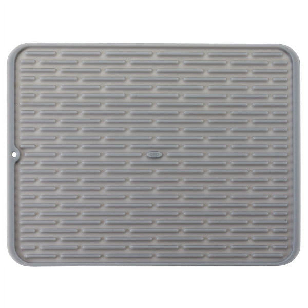 Large Gray Silicone Foldable Drying Mat with Ribbed Design