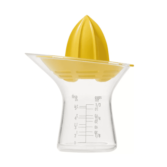 OXO Small Citrus Reamer: Yellow Plastic Juicer, Dishwasher-Safe, 5" Height, 3.6" Width & Depth
