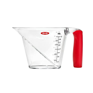 OXO SoftWorks 2-Cup Angled Measuring Cup, BPA-Free Clear Plastic with Red Markings, Easy-to-Read Measurement, Dishwasher Safe, Non-Slip Handle