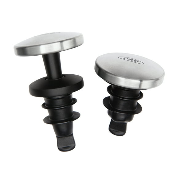 OXO SoftWorks Spillproof Expanding Silicone Wine Stopper with Stainless Steel Accent - 2 Pack