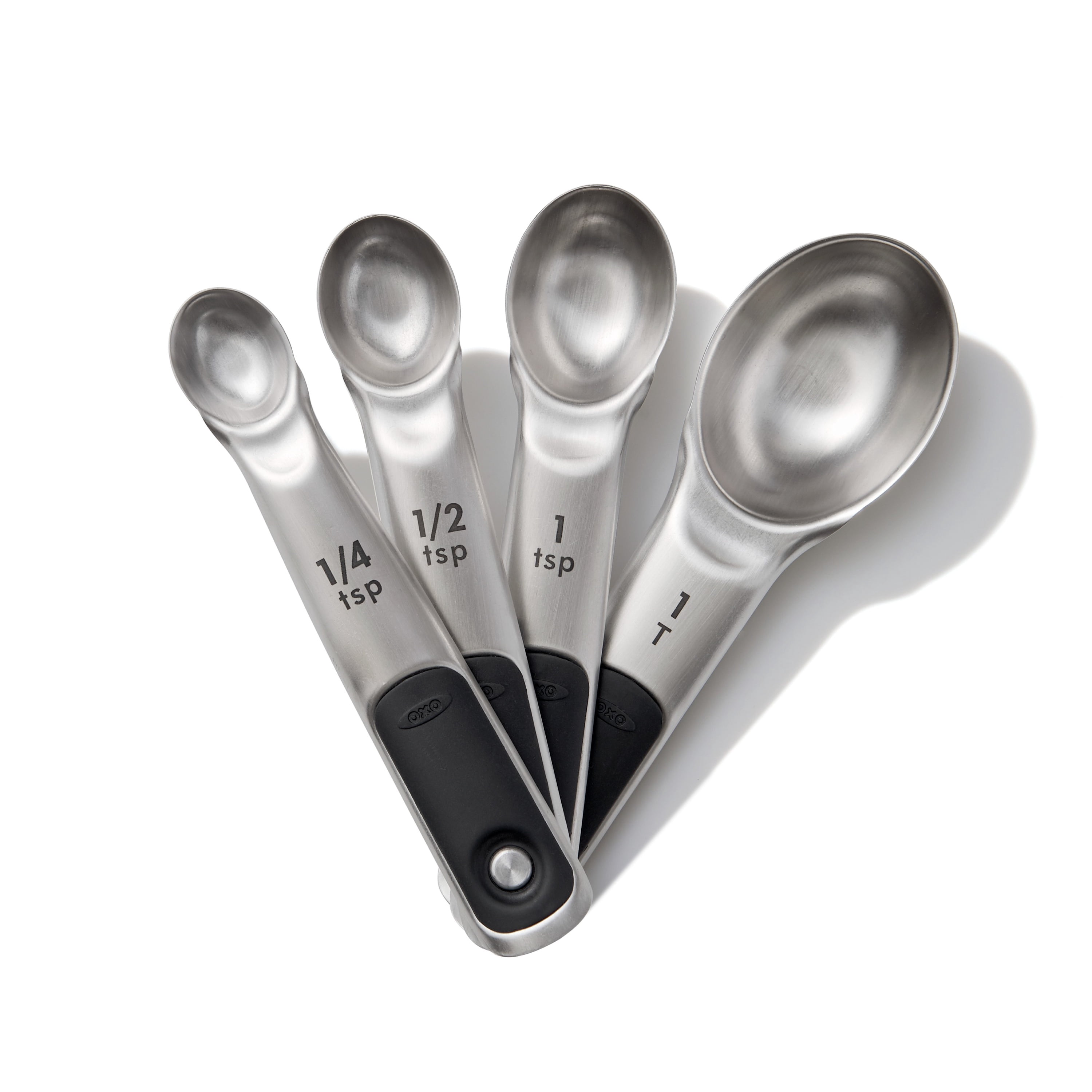 OXO Stainless Steel Measuring Spoons 4-Piece Set with Magnetic Handles and Etched Measurements