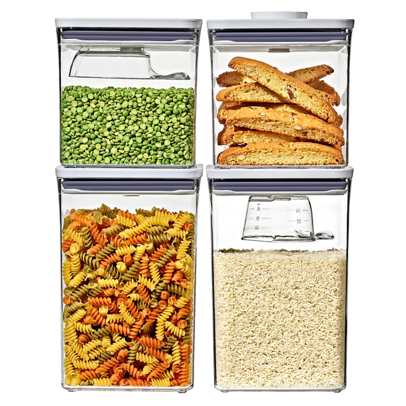 OXO SoftWorks 4-piece POP Container Set with Rice Measuring Cup and Scoop, Clear